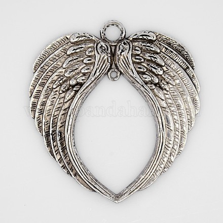Antique Silver Tibetan Style Alloy Double Wing Large Pendants X-TIBEP-344-AS-FF-1
