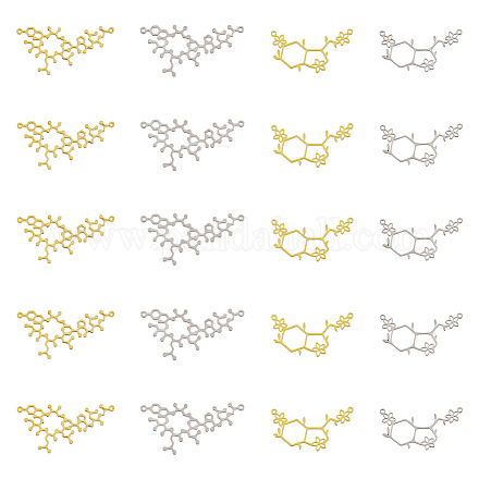 Dicosmetico 32 pz 2 stili struttura molecolare cava collegamenti fascini del connettore a nido d'ape fascini della mappa dorata connettore in acciaio inossidabile bianco aperto sul retro pendenti con castone per la creazione di gioielli STAS-DC0013-83-1