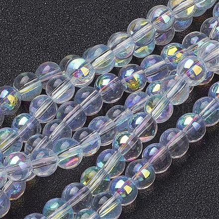 13 inch AB Color Plated Round Glass Beads GR6mmC28-AB-1