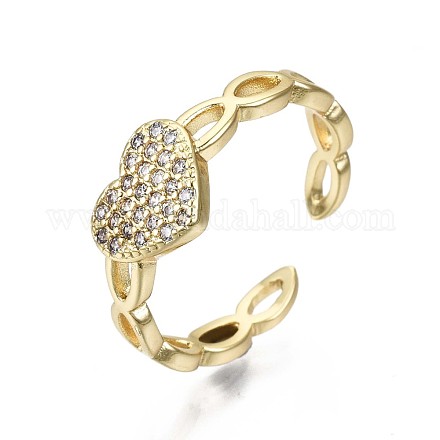 Brass Micro Pave Clear Cubic Zirconia Cuff Rings RJEW-S044-094-NF-1