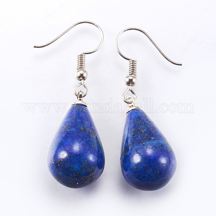 Natural Lapis Lazuli Dangle Earrings EJEW-P143-C05-1