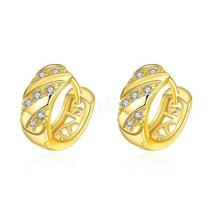 Gorgeous Ring Brass Cubic Zirconia Hoop Earrings EJEW-BB06763-G-1