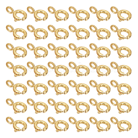 Dicosmétique 40 pcs fermoirs à ressort fermoir à bijoux en laiton véritable plaqué or 14 carats fermoirs ronds ouverts connecteurs avec boucles de 1.6 mm pour collier bracelet fabrication de bijoux à faire soi-même KK-DC0001-54-1