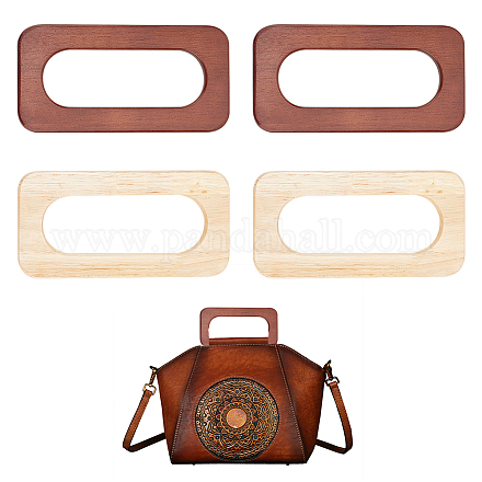 Wadonn 4 個 2 色の長方形の木製バッグハンドル  財布作りのアクセサリーに  ミックスカラー  10x20cm  内径：15x5のCM  2個/カラー FIND-WR0008-01-1