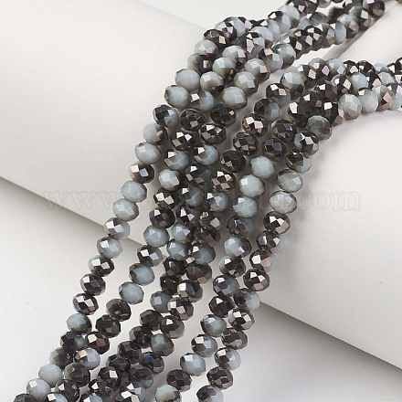 Electroplate Opaque Glass Beads Strands EGLA-A034-P4mm-P17-1