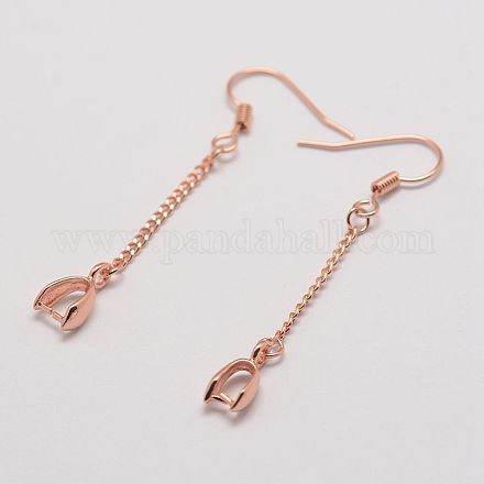 Brass Real Rose Gold Plated Earring Hooks KK-G296-02RG-1