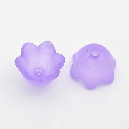 透明なアクリルビーズ  つや消しスタイル  チューリップの花ビーズキャップ  スズランミディアムパープル  10x9x6.5mm  穴：1.5mm  約184個/42g X-FACR-R017-01-1