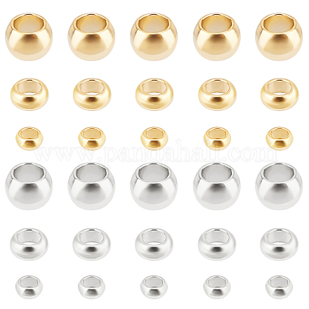 Pandahall elite 300 pièces 1.5/2/2.5 mm 304 perles à écraser en acier inoxydable avec grand trou de 0.8/0.5-1/1-1.5 mm pour la fabrication de bijoux STAS-PH0018-53-1