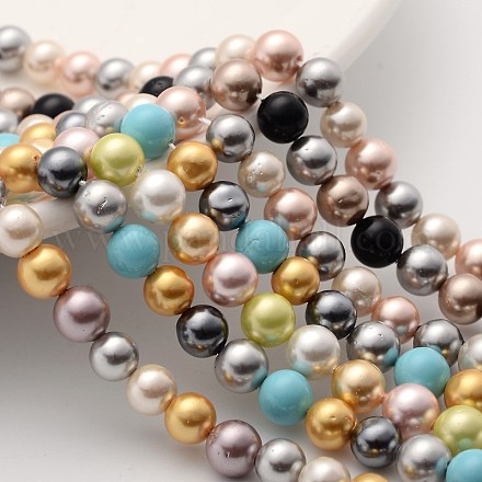 Shell Pearl Colorful Beads Strands BSHE-S605-6mm-M-1