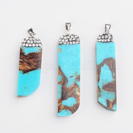 Assembled Bronzite and Synthetic Turquoise Pendants G-O122-03-1