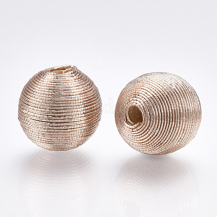Perles de bois recouvertes de fil de cordon polyester X-WOVE-S117-12mm-05-1