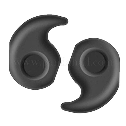 シリコーン眼鏡耳のグリップ  滑り止めホルダー  コンマ  ブラック  18.2x11.8mm  穴：5x3mm FIND-WH0077-56A-1