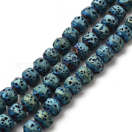 Electroplated Natural Lava Rock Beads Strands G-G984-17D-1