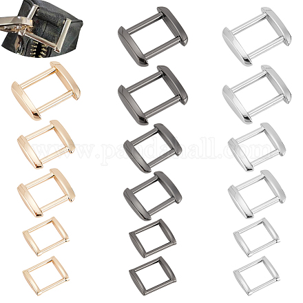 WADORN® 18Pcs 9 Style Zinc Alloy Rectangle Buckle Ring DIY-WR0002-59-1