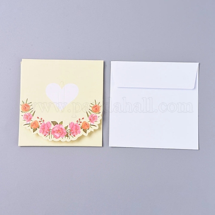 Ensemble de cartes de remerciement enveloppe et motif floral DIY-I029-01D-1