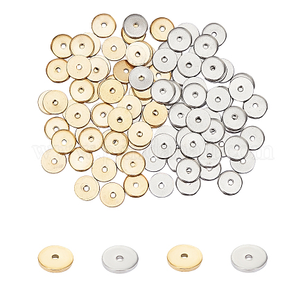 UNICRAFTALE About 100pcs 2 Colors 6mm Disc Spacer Beads Vacuum Plating Beads Stainless Steel Loose Beads Disc Bead Findings for DIY Bracelets Necklaces Jewelry Making STAS-UN0009-07A-1
