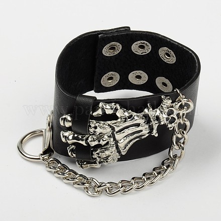 Cadeaux Saint Valentin pour les hommes crâne bracelets en cuir punk X-BJEW-C128-1