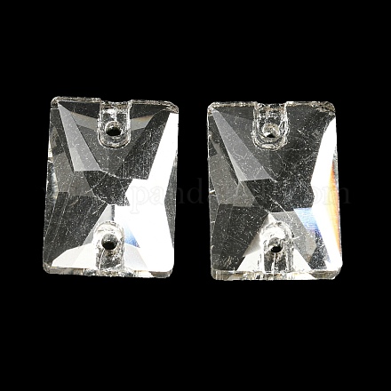 ガラスコネクタチャーム  多面カット  矩形リンク  透明  14x10x4mm  穴：1mm GLAA-A006-09B-1