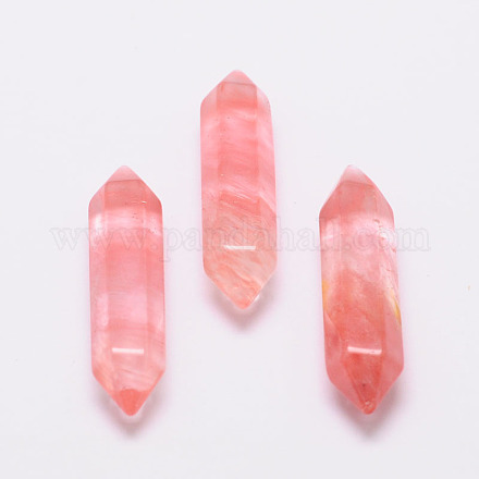 Perles à facettes en verre de quartz cerise G-K015-35mm-01-1