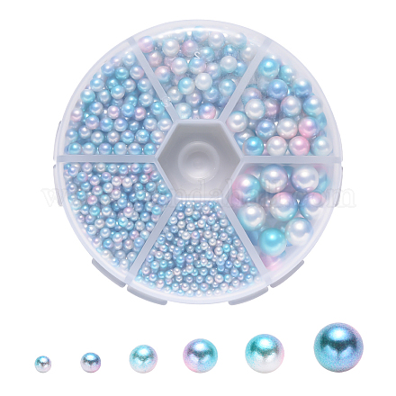 Rainbow Acrylic Imitation Pearl Beads OACR-YW0001-04-A05-1