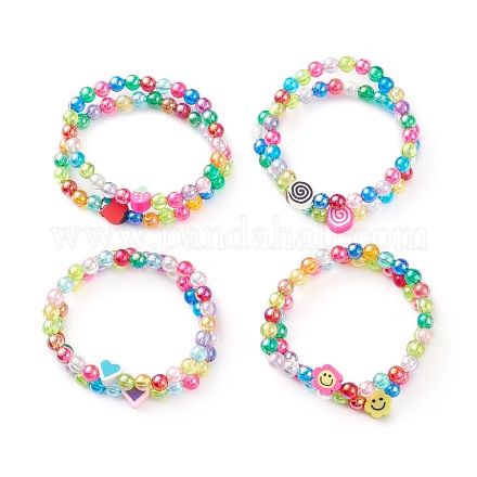 Bracelets pour enfants extensibles en acrylique transparent BJEW-JB06316-1