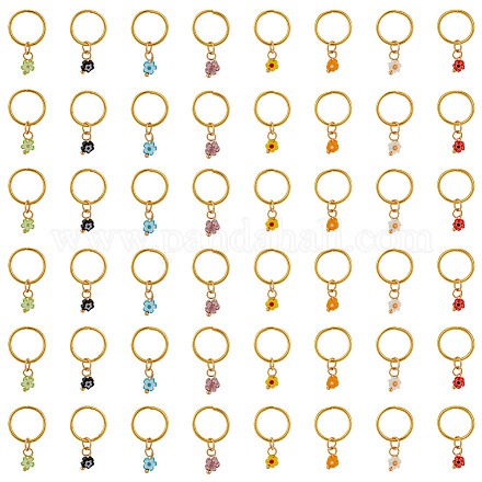 24 pièces 8 couleurs à la main millefiori verre et fer tressage cheveux pendentifs clips de décoration OHAR-AB00009-1