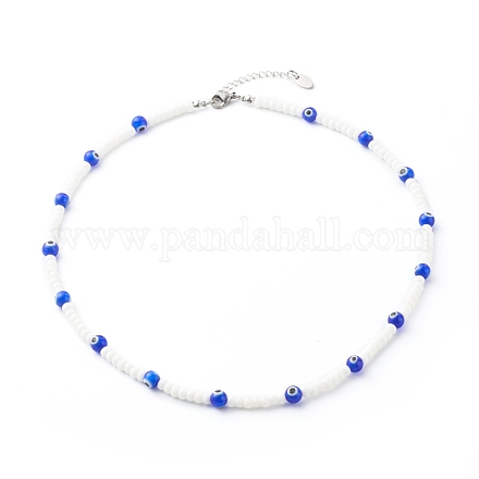 Verre collier de perles NJEW-JN03575-1