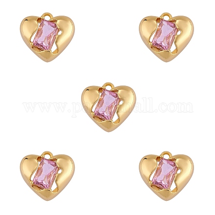 5 pièces coeur en laiton breloque avec zircon cubique rose saint valentin pendentif amour pendentif à breloque pour bijoux boucle d'oreille faisant de l'artisanat JX384A-1