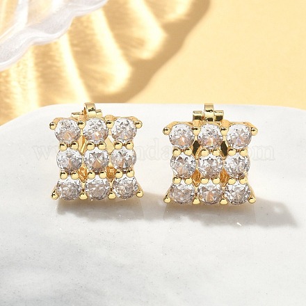 Серьги-клипсы из латунного микро-паве с прозрачными фианитами EJEW-A132-02C-G-1
