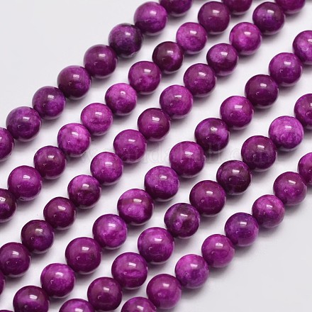 Chapelets de perles en jade de malaisie naturelle et teinte G-A146-6mm-B03-1