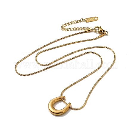 304 colliers à pendentif en forme d'arche en acier inoxydable avec chaînes serpent rondes NJEW-H024-03G-1
