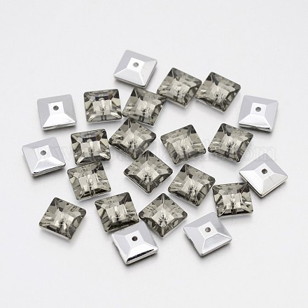 Back Plated Faceted Square Taiwan Acrylic Rhinestone Beads ACRT-M04-6-04-1