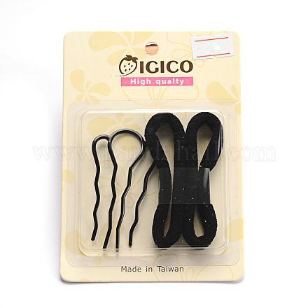 Cintas para el pelo de nylon elástico y el pelo se pega hierro conjuntos de accesorios para el cabello OHAR-M020-13-1