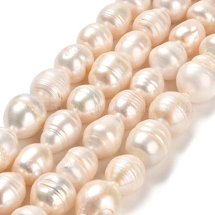 Hebras de perlas de agua dulce cultivadas naturales PEAR-E016-108-1