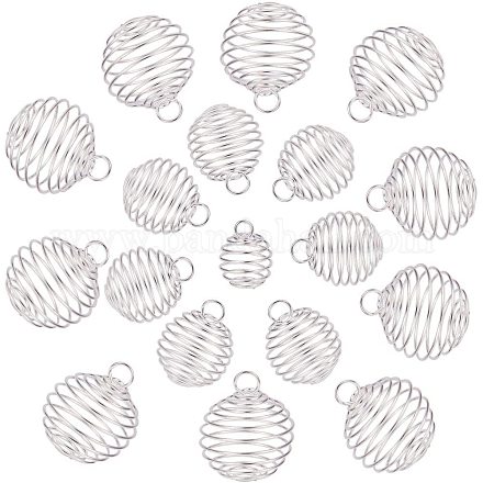 Sunnyclue 30 pz ferro rotondo spirale bead gabbia ciondoli porta pietra lavica per collana bracciale orecchino creazione di gioielli fai da te KK-SC0001-01-1