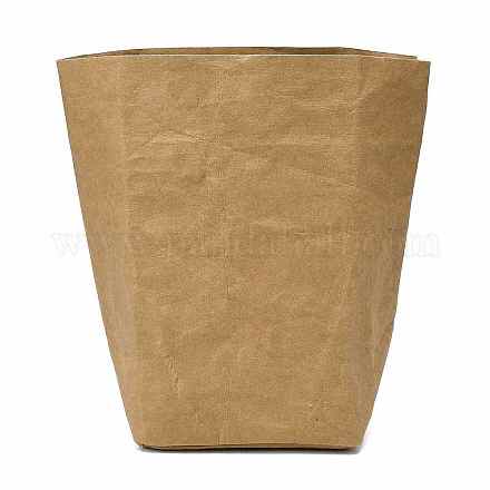 洗える茶色のクラフト紙袋  植物植木鉢多機能ホーム収納バッグ  ペルー  27.5x15x15cm CARB-H025-M01-1