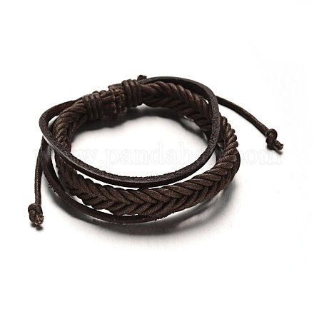 Adjustable Leather Cord Multi-Strand Bracelets BJEW-M169-06-1