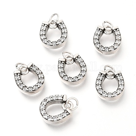 Brass Micro Pave Clear Cubic Zirconia Charms ZIRC-O036-24AS-1