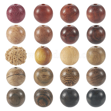 200 pièces 20 styles de perles en bois WOOD-TA0001-79-1
