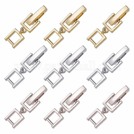 SUNNYCLUE 1 Box 9Pcs 3 Colors Fold Over Clasp Extender Foldover Extension Clasp Brass Fold Over Clasps Necklace Extenders for Jewelry Making Bracelets Adult DIY Supplies Silver Golden Rose Gold KK-SC0003-13-1