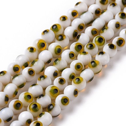 Handgefertigte Murano bösen Blick runde Perle Stränge LAMP-L055-4mm-20-1