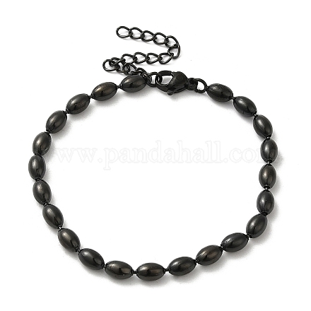 Placage ionique (ip) 304 bracelets à chaîne à billes ovales en acier inoxydable pour femmes BJEW-C046-01B-1