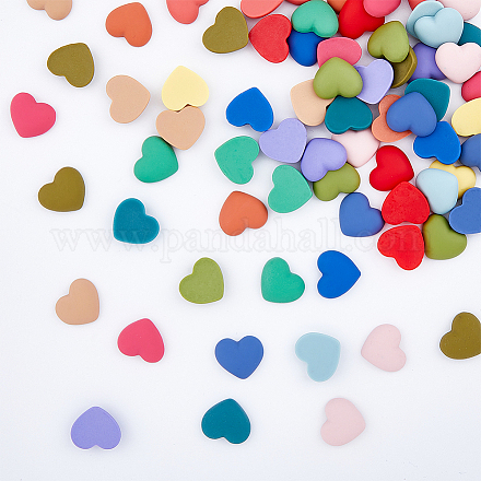 Hobbiesay 75 pieza cabujones de resina de corazón de 15 colores opacos sin agujeros amuletos de resina cabujones con parte posterior plana en forma de amor suministros de adorno para pegar fundas decorativas para teléfonos diy RESI-HY0001-01-1