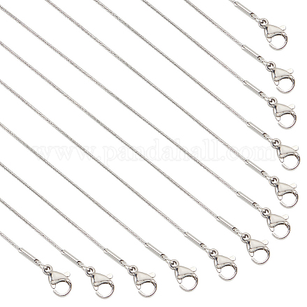 PandaHall Elite 12Pcs Vacuum Plating 304 Stainless Steel Snake Chain Necklaces Set for Men Women STAS-PH0001-28P-1