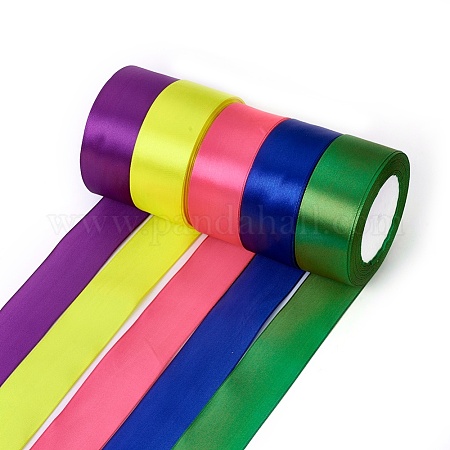 Satin Ribbon, Mixed Color, 1 inch(25mm), 25yards/roll(22.86m/roll), 5rolls/group, 125yards/group Polyester None Multicolor