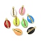 Rack Plating Brass Enamel Pendants, Long-Lasting Plated, Lead Free & Cadmium Free, Real 18K Gold Plated, Shell Shape, Mixed Color, 15.5x9x4.5mm, Hole: 1.2mm