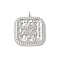 304 Stainless Steel Rhinestone Pendants, Rectangle Charms, Stainless Steel Color, 16.5x14.5x1.5mm, Hole: 1.2mm