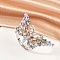Butterfly Brass Micro Pave Colorful Cubic Zirconia Finger Rings for Women, Colorful, Platinum, 20.5x37mm,US Size 6(16.5mm)