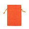 Linenette Drawstring Bags, Rectangle, Orange Red, 14x10cm