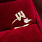 Brass Micro Pave Cubic Zirconia Cuff Rings, Letter W, 12x8mm